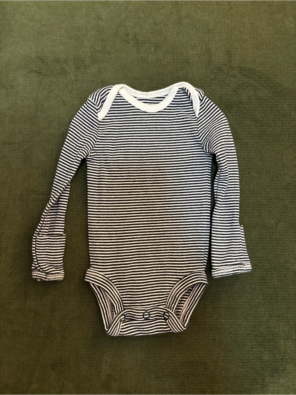 Carter's Navy & White Striped Long-Sleeve One-Piece Bodysuit